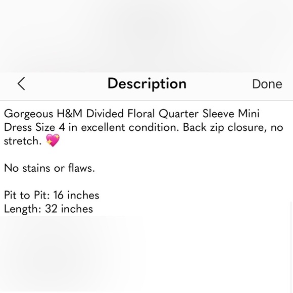H&M Divided Floral Quarter Sleeve Mini Dress Size 4 💖 - Picture 7 of 12
